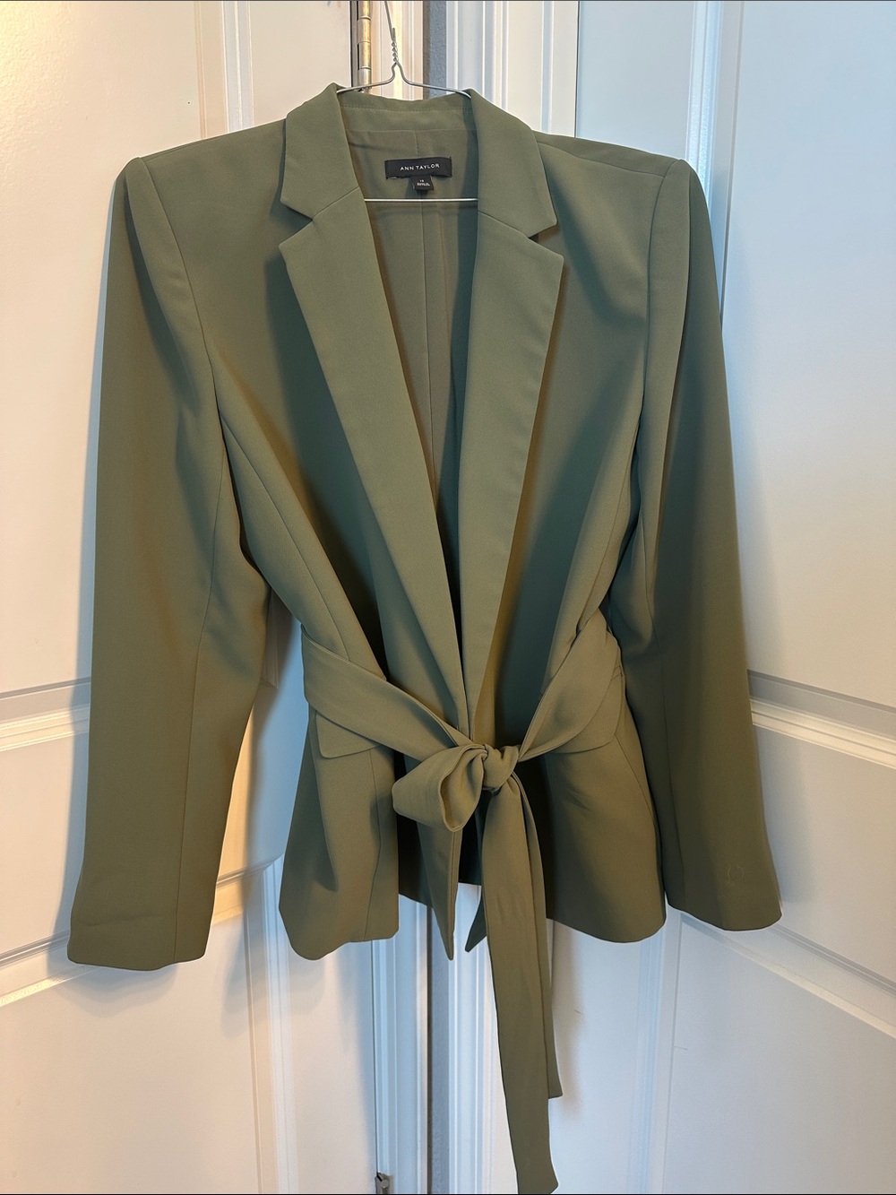 Ann Taylor Olive Green Tie-Waist Blazer